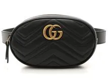 GUCCI　グッチ　GGマーモントウエストバッグ　ブラック　カーフ　476434【430】2148103553899