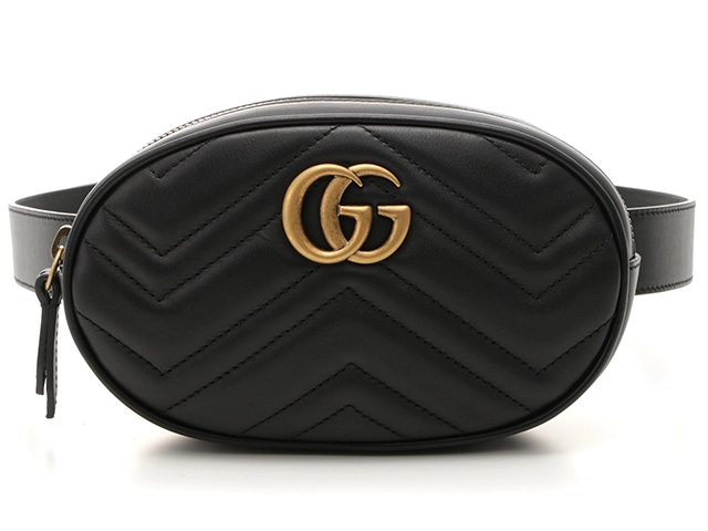 GUCCI グッチ GGマーモントウエストバッグ ブラック カーフ 476434