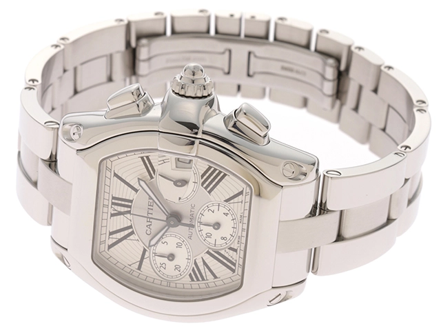 CARTIER　カルティエ　ロードスター クロノ　W62019X6　ステンレス　SS　シルバー　メンズ　自動巻き【432】2143300215687