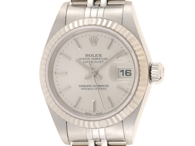 F番　ROLEX　ロレックス　デイトジャスト　79174　自動巻き　SS/WG　レディース　バーインデックス　 シルバー【430】2148103555275