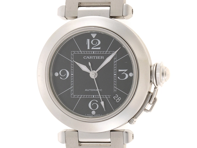 Cartier カルティエ パシャC W31076M7 ブラック ボーイズ 自動巻き （2148103555442）【200】