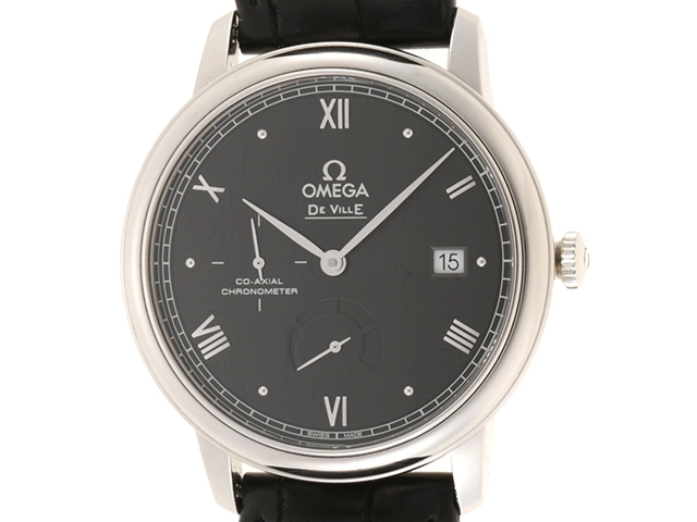 OMEGA　オメガ　デ・ヴィル　プレステージ　424.13.40.21.01.002　ステンレス/カワ　SS/革　ブラック　メンズ　自動巻き【432】2148103556784