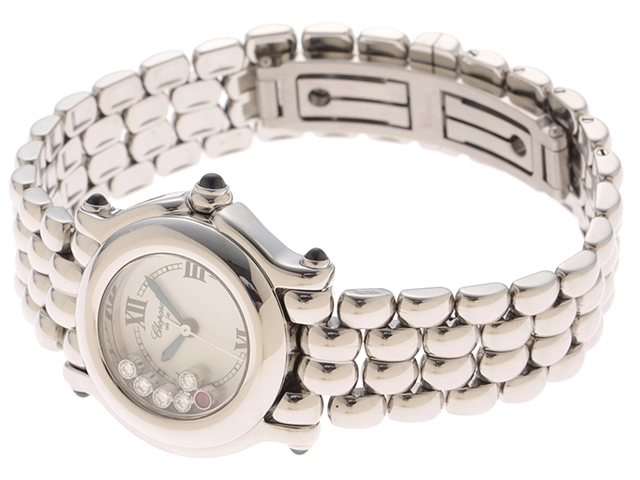 Chopard　ショパール　ハッピースポーツ　27/8250-23　ステンレス　ホワイト/4PD1P色石　クオーツ　女性用時計【473】