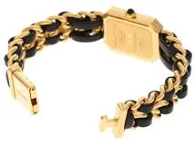 CHANEL　シャネル　プルミエール　Mサイズ　腕時計　H0001　ゴールドメッキ / レザー　クォーツ　ブラック文字盤　レディース　2148103561627　【205】