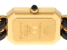 CHANEL　シャネル　プルミエール　Mサイズ　腕時計　H0001　ゴールドメッキ / レザー　クォーツ　ブラック文字盤　レディース　2148103561627　【205】