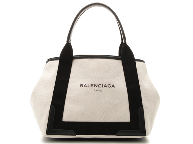 BALENCIAGA バレンシアガ ネイビーカバスS キャンバス/レザー