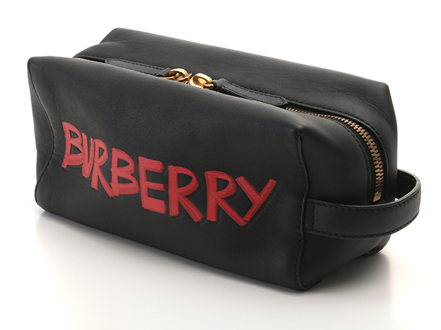 B5544*バーバリー*レザーセカンドバッグ/クラッチバッグ/ポーチ/鞄/黒/ブラック バッグBURBERRY バーバリー セカンドバッグ クラッチ