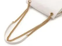 CHANEL シャネル マトラッセ フルフラップ ターンロック チェーンショルダー ショルダーバッグ カーフ ホワイト ゴールド金具【434】