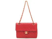 CHANEL シャネル マトラッセ ショルダーバッグ Wチェーンショルダー レッド 14*****【432】2148103565281