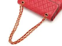 CHANEL シャネル マトラッセ ショルダーバッグ Wチェーンショルダー レッド 14*****【432】2148103565281