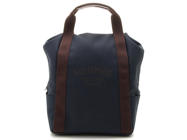 HERMES エルメス グルームバックパック ネイビー/ブラウン/SV金具 ...