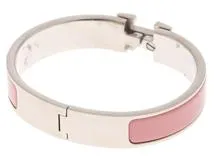 HERMES エルメス クリッククラックPM ピンク/アイボリー SV