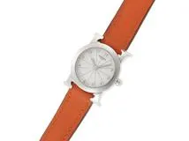 HERMES エルメス 腕時計 Hウォッチ ロンド HR1.210 ステンレス/革 シルバー文字盤 クォーツ【472】SJ