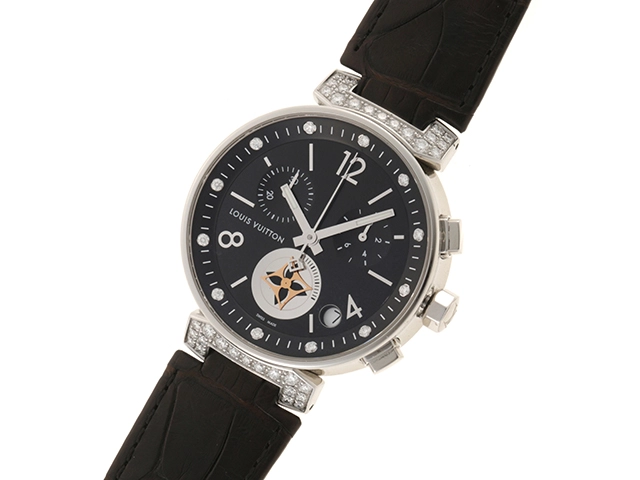 LOUIS VUITTON  ルイヴィトン 腕時計 タンブール ムーンスターGM Q8E00Z ステンレススチール/アリゲーターベルト クオーツ【472】TS