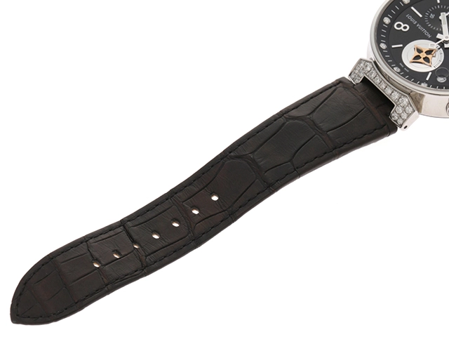 LOUIS VUITTON  ルイヴィトン 腕時計 タンブール ムーンスターGM Q8E00Z ステンレススチール/アリゲーターベルト クオーツ【472】TS