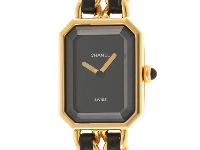 CHANEL シャネル 腕時計 プルミエールM H0001 GP/革 ブラック文字盤 M ...