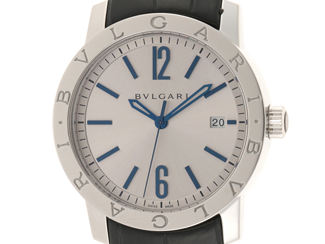 ブルガリ BVLGARI 腕時計 ブルガリブルガリ ソロテンポ BB39C6SSD ロゴ ベゼル カレンダー 裏スケ シルバー サンレイ 文字盤 SS 自動巻き