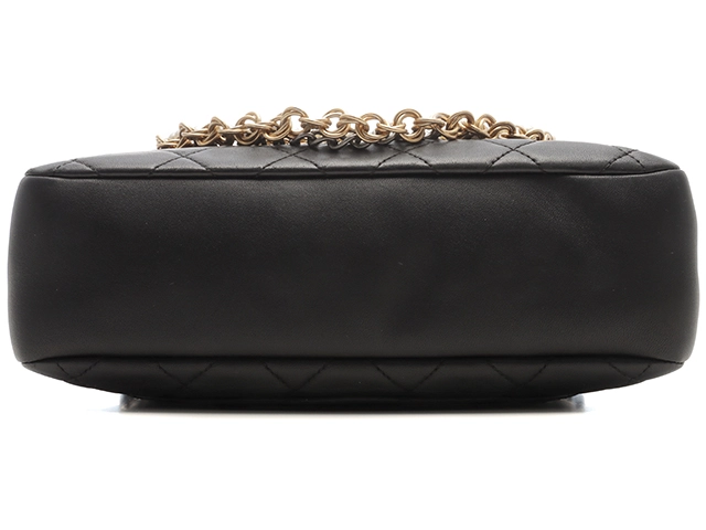 CHANEL　シャネル　マトラッセ　チェーンショルダー　ブラック／ＧＰ／ＳＶ　レザー／フェイクパール【471】Ｙ