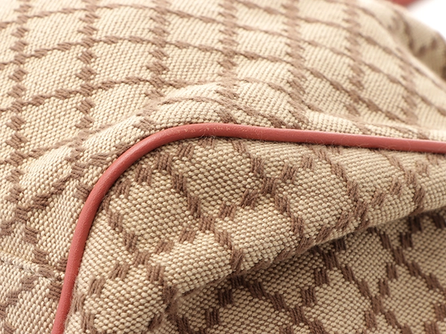 GUCCI グッチ ハンドバッグ ディアマンテ スーキー ベージュ/ピンク キャンバス/レザー 223974【472】2148103574580