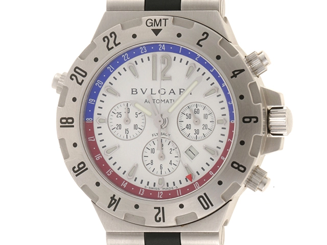 BVLGARI　ブルガリ　ディアゴノ　プロフェッショナル　GMT40SFB　自動巻き　メンズ　ホワイト【436】2148103574993