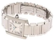 Cartier カルティエ 腕時計 タンクフランセーズ LM W51002Q3 ステンレス アイボリー文字盤 自動巻き【472】SJ