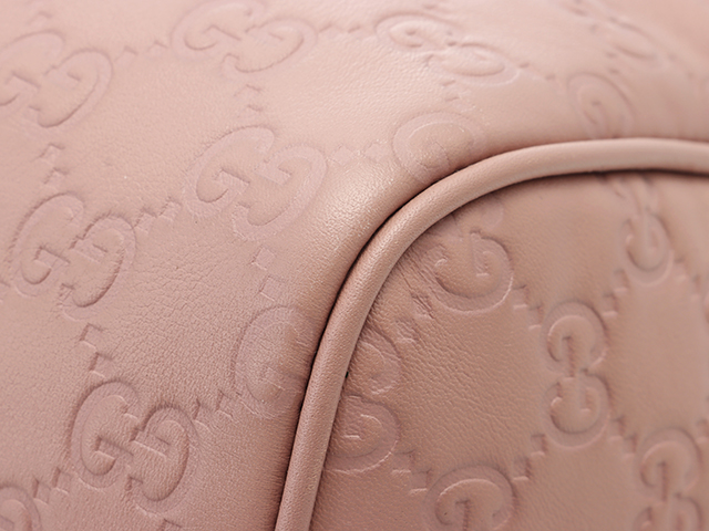 GUCCI グッチ ボストンバッグ グッチシマ ピンク シルバー金具 レザー