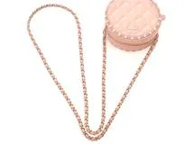 CHANEL 　シャネル　ショルダーバッグ　マトラッセ　ラウンド　チェーンショルダー　ピンク　ベージュ　レザー 　フェイクパール 【472】HG