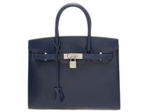 HERMES　エルメス　バーキンセリエ30　ボックスカーフ　ブルーサフィール　シルバー金具　U刻印　【431】