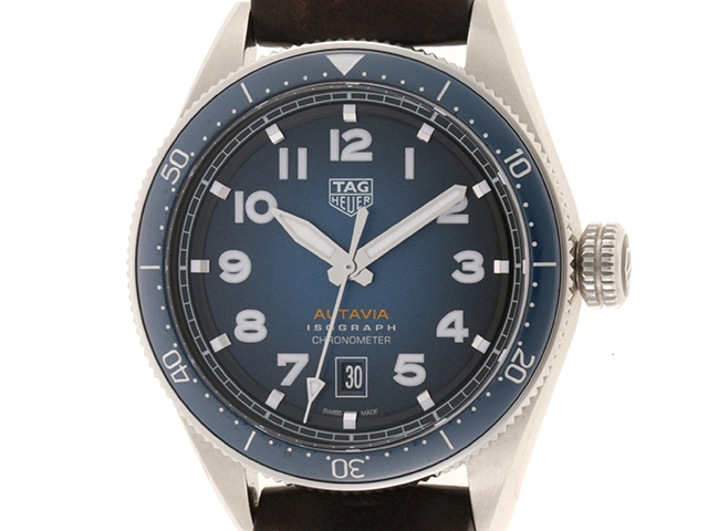 TAG HEUER　タグホイヤー　時計　オータヴィアウォッチ　アイソグラフ　WBE5112.FC8266　SS　革　自動巻き　2148103578731　【437】