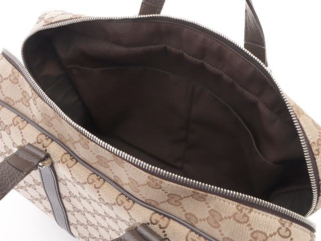 GUCCI　グッチ　ブリーフケース　ビジネスバッグ　GGキャンバス×レザー　ベージュ×ブラウン　449168　アウトレットマーク