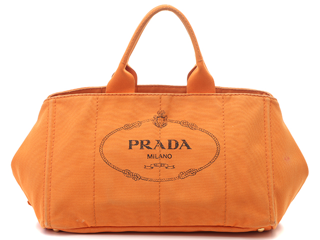 保存袋には少し汚れあり写真参照【最終価格】プラダ　PRADA カナパ M オレンジ