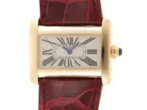 Cartier カルティエ 腕時計 ミニタンク ディヴァン W6300356 イエローゴールド／クロコベルト アイボリー文字盤 クォーツ 2004年海外【472】SJ