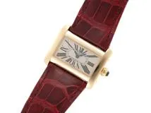 Cartier カルティエ 腕時計 ミニタンク ディヴァン W6300356 イエローゴールド／クロコベルト アイボリー文字盤 クォーツ 2004年海外【472】SJ