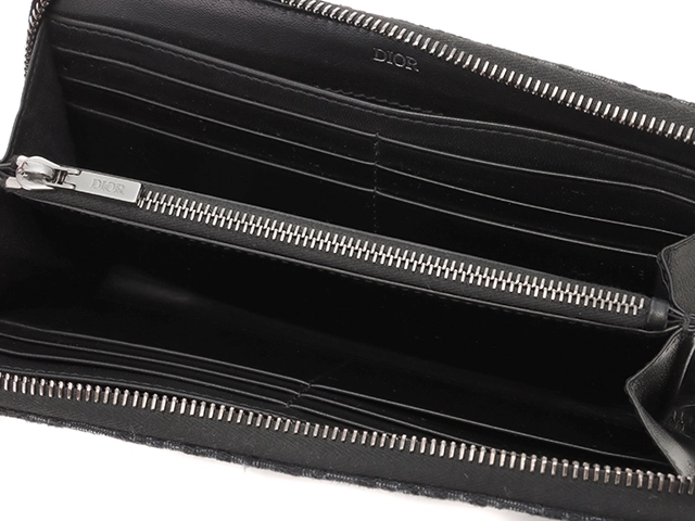 DIOR　ディオール　ロングジップウォレット　オブリーク　キャンバス　ブラック　【472】HA