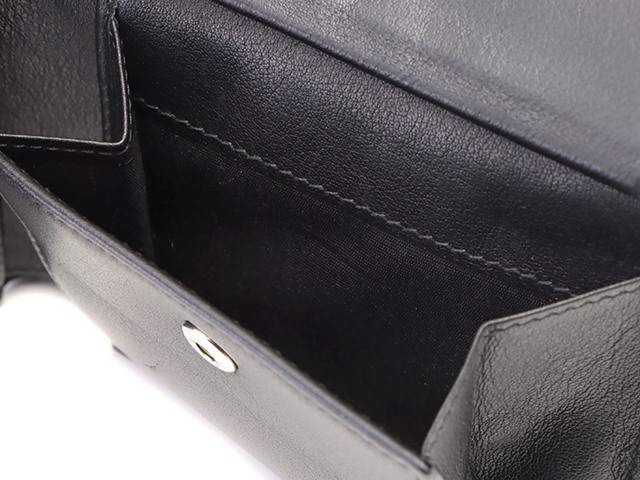 Dior ディオール 二つ折り財布 パンチング レザー ブラック シルバー