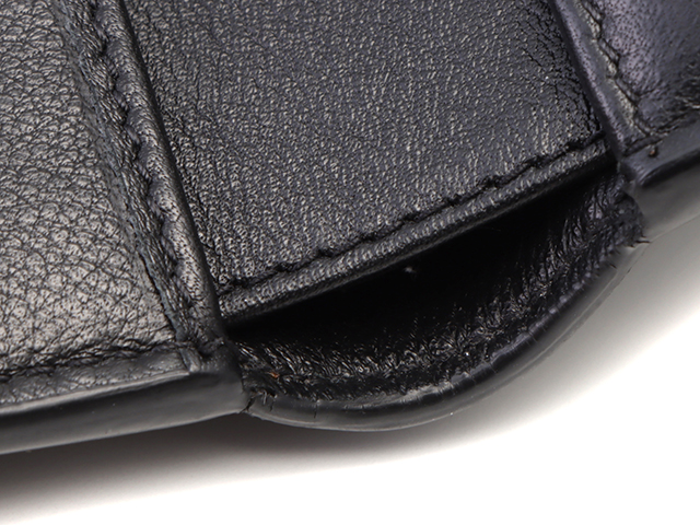 Dior ディオール 二つ折り財布 パンチング レザー ブラック シルバー
