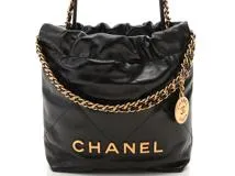 CHANEL シャネル22 ミニハンドバッグ ブラック GP カーフ AS3980