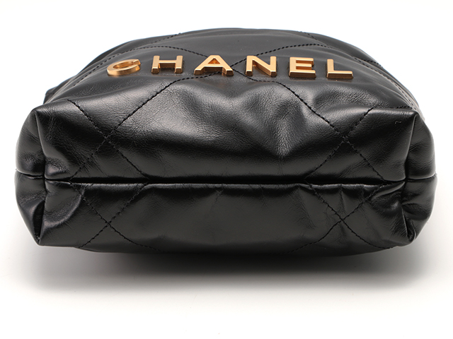 CHANEL シャネル22 ミニハンドバッグ ブラック GP カーフ AS3980