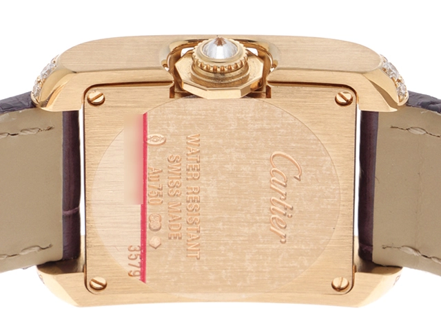 2013年11月正規品 Cartier カルティエ 腕時計 タンクアングレーズ SM WT100014 K18イエローゴールド/クロコベルト/ダイヤモンドベゼル シルバー文字盤 クォーツ【472】SJ