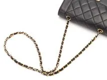 CHANEL シャネル マトラッセ ダイアナフラップ チェーンショルダー ブラック ラムスキン【432】2148103586101