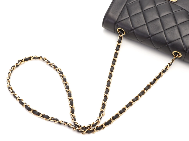 CHANEL シャネル マトラッセ ダイアナフラップ チェーンショルダー ブラック ラムスキン【432】2148103586101