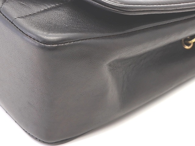 CHANEL シャネル マトラッセ ダイアナフラップ チェーンショルダー ブラック ラムスキン【432】2148103586101