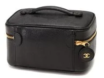CHANEL シャネル ココマーク 横型バニティ キャビアスキン ブラック/GP 