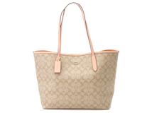 COACH　コーチ　シグネチャー　リバーシブルトートバッグ　ベージュ／ピンクベージュ　2148103588716【208】