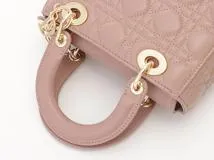 DIOR ディオール　スモールハンドバック　カナージュ　　レディディオールマイABC 　レザー　ピンクベージュ【472】HA