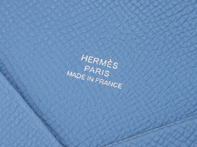 HERMES エルメス カルヴィ カード入れ 小物 ヴォーエプソン ブルー