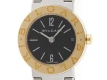 BVLGARI ブルガリ 腕時計 ブルガリブルガリ BB23SG ステンレス/K18イエローゴールド ブラック文字盤 クォーツ レディス 2013年保証書【472】SJ