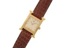 HERMES エルメス Hウォッチ HH1.201 GP/レザー 女性用クオーツ
