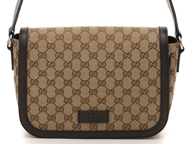 グッチ GUCCI GGキャンバス ショルダーバッグ 斜め掛け レザー カーキ