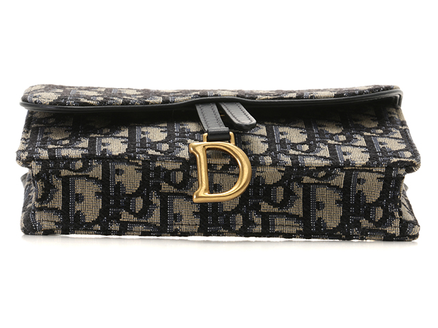 ディオール Dior サドル ベルトポーチ S5619CTZQ_M928 オブリーク トロッター ウエストポーチ ウエストバッグ レザー/キャンバス ネイビー 美品